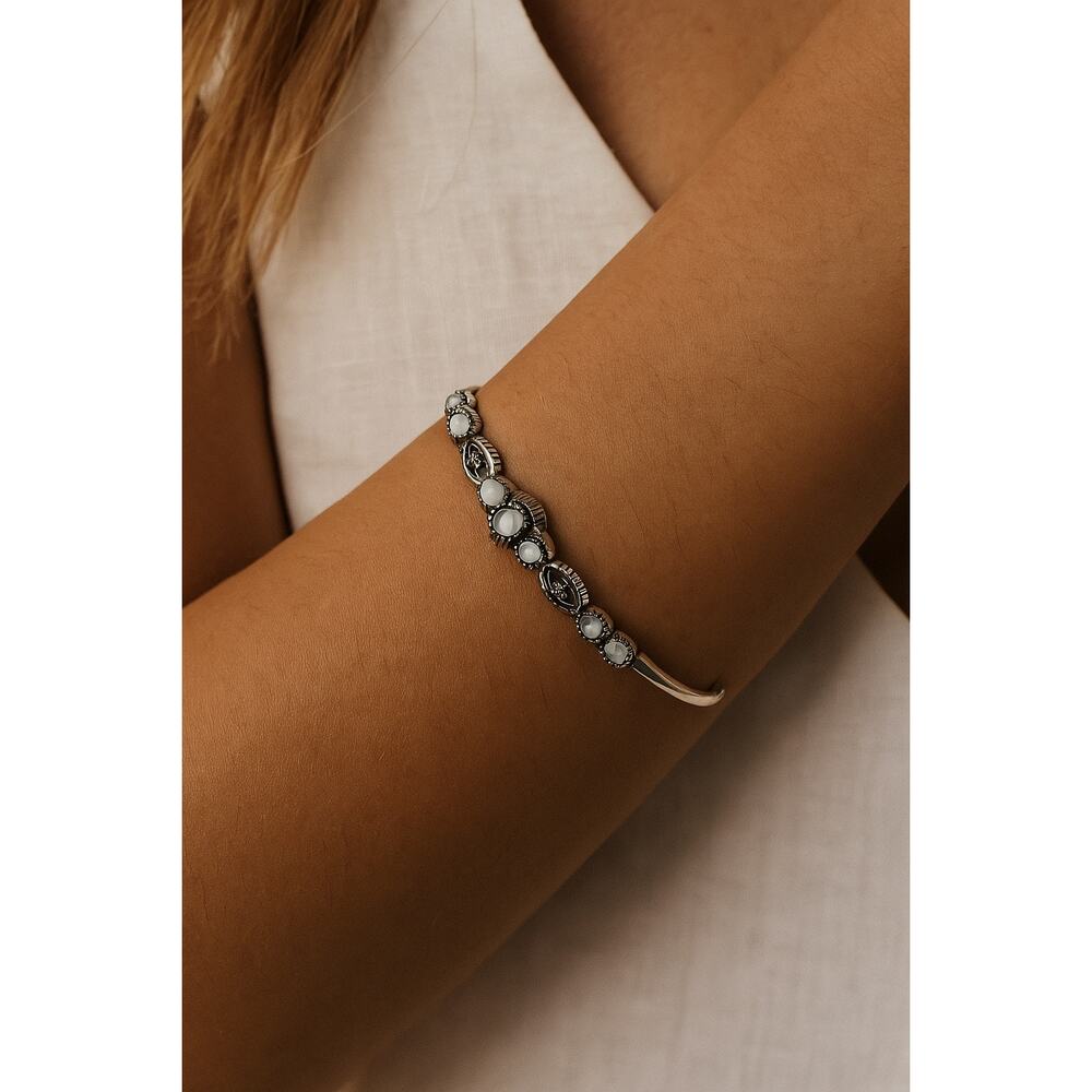 American West Sterling Silver White Opal Gemstone Cuff Bracelet 925 R